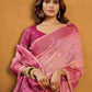 Rajwada Light Pink and Mauve Cotton Blend Woven Saree For Women