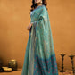 Rajwada Blue Cotton Blend Woven Saree For Women