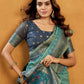 Rajwada Blue Cotton Blend Woven Saree For Women
