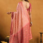 Rajwada Peach and Mauve Cotton Blend Woven Saree For Women