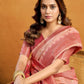 Rajwada Peach and Mauve Cotton Blend Woven Saree For Women