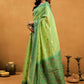 Rajwada Light Green Cotton Blend Woven Saree For Women