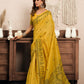 Rajwada Yellow Cotton Blend Printed Saree For Women