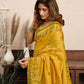 Rajwada Yellow Cotton Blend Printed Saree For Women