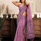 Rajwada Purple Cotton Blend Printed Saree For Women