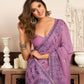 Rajwada Purple Cotton Blend Printed Saree For Women