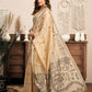 Rajwada Beige Cotton Blend Printed Saree For Women