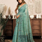 Rajwada Light Blue Cotton Blend Printed Saree For Women