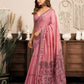 Rajwada Pink Cotton Blend Printed Saree For Women