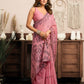 Rajwada Pink Cotton Blend Printed Saree For Women