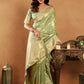 Rajwada Pista Green Silk Blend Woven Saree For Women