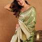 Rajwada Pista Green Silk Blend Woven Saree For Women