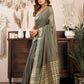 Rajwada Grey Cotton Blend Woven Saree For Women