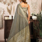 Rajwada Grey Cotton Blend Woven Saree For Women