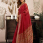 Rajwada Red Cotton Blend Woven Saree For Women