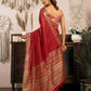 Rajwada Red Cotton Blend Woven Saree For Women