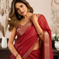 Rajwada Red Cotton Blend Woven Saree For Women