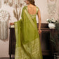 Rajwada Olive Green Cotton Blend Woven Saree For Women