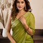 Rajwada Olive Green Cotton Blend Woven Saree For Women