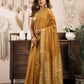 Rajwada Yellow Cotton Blend Woven Saree For Women