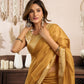 Rajwada Yellow Cotton Blend Woven Saree For Women