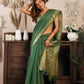 Rajwada Green Cotton Blend Woven Saree For Women