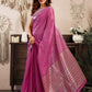 Rajwada Pink Cotton Blend Woven Saree For Women