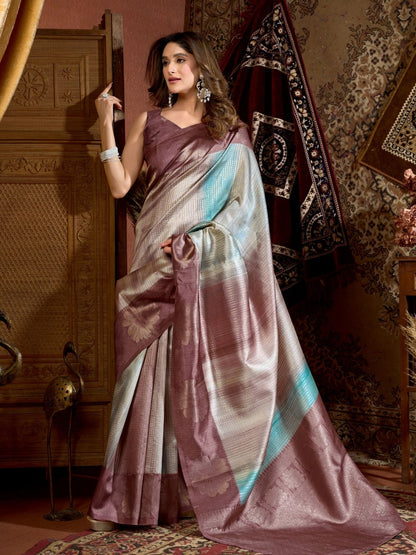 Rajwada Multicolour Cotton Blend Printed Saree For Women