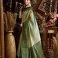 Rajwada Green Cotton Blend Printed Saree For Women
