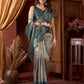 Rajwada Teal Green Cotton Blend Printed Saree For Women