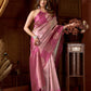 Rajwada Pink Cotton Blend Printed Saree For Women