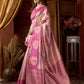 Rajwada Pink Cotton Blend Printed Saree For Women