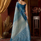 Rajwada Teal Blue Cotton Blend Printed Saree For Women