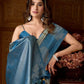 Rajwada Teal Blue Cotton Blend Printed Saree For Women