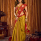 Rajwada Mustard Silk Blend Woven Saree For Women