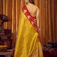 Rajwada Mustard Silk Blend Woven Saree For Women