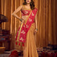 Rajwada Red and Gold Silk Blend Woven Saree For Women