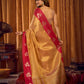 Rajwada Red and Gold Silk Blend Woven Saree For Women