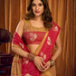Rajwada Red and Gold Silk Blend Woven Saree For Women