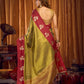 Rajwada Red and Olive Silk Blend Woven Saree For Women