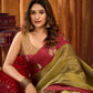 Rajwada Red and Olive Silk Blend Woven Saree For Women