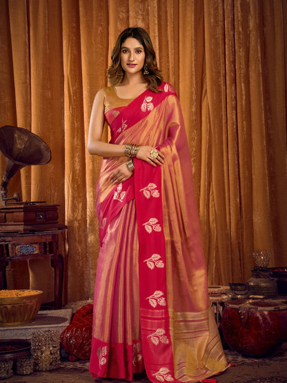 Rajwada Mauve Silk Blend Woven Saree For Women