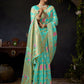 Rajwada Turquoise Silk Blend Woven Saree For Women