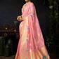 Rajwada Light Pink Silk Blend Woven Saree For Women