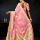 Rajwada Light Pink Silk Blend Woven Saree For Women