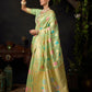 Rajwada Light Green Silk Blend Woven Saree For Women