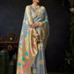Rajwada Grey Silk Blend Woven Saree For Women