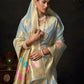 Rajwada Grey Silk Blend Woven Saree For Women