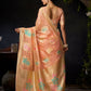 Rajwada Peach Silk Blend Woven Saree For Women