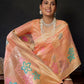 Rajwada Peach Silk Blend Woven Saree For Women